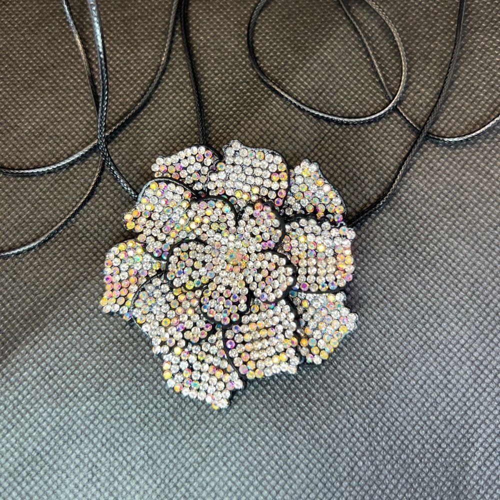 Statement Rhinestone RoseāChocker Necklace - Picture 12 of 14